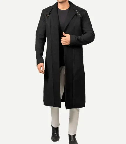 Mens Abbate Dark Grey Long Wool Coat