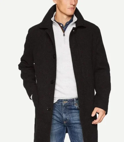 Armando Mens Black Wool 3 4 Length Coat