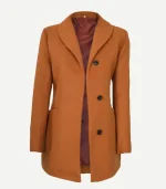Women's 3/4 Length Rust Wool Overcoat