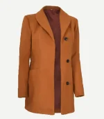 Women's 3/4 Length Rust Wool Overcoat