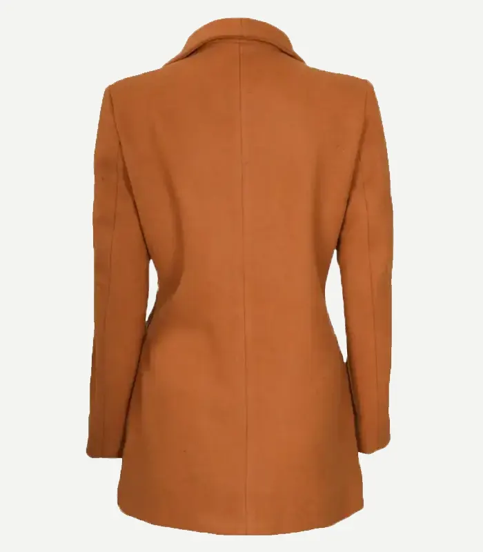 Women's 3/4 Length Rust Wool Overcoat