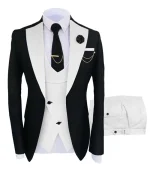 Black and White 3 Piece Suit For Men