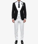 Black and White 3 Piece Suit For Men