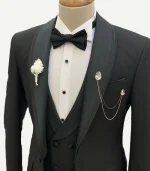 Caesar Slim Fit Shawl Lapel 3 Piece Black Tuxedo For Men
