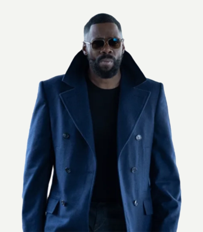 Colman Domingo Navy Blue Wool Peacoat
