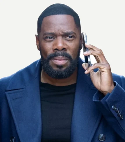 Colman Domingo Navy Blue Wool Peacoat