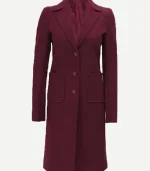 Connie Regular Fit Burgundy Long Wool Coat
