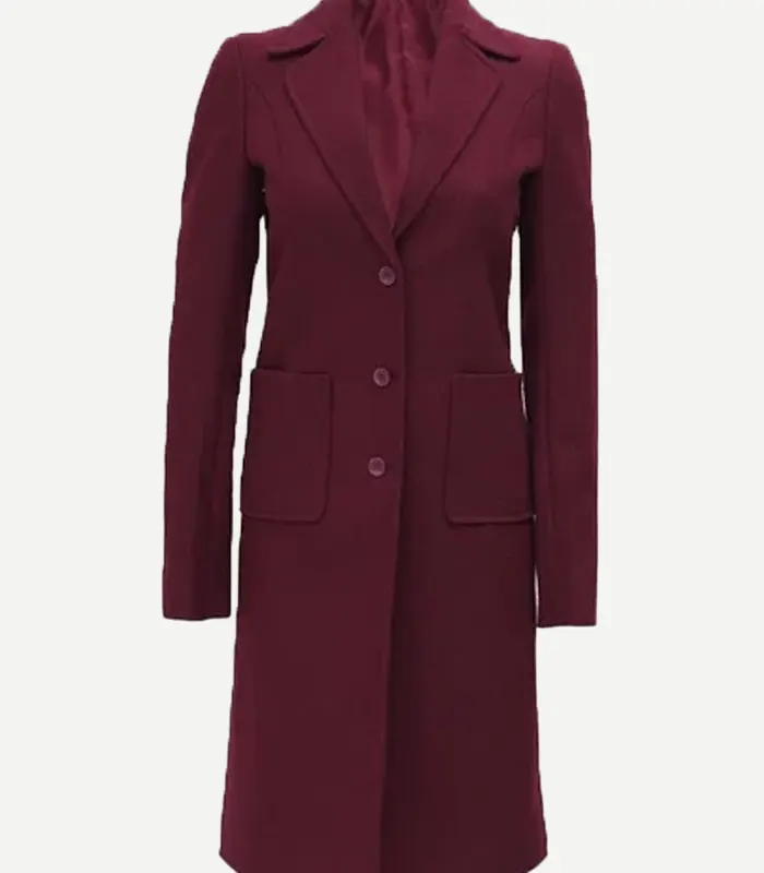 Connie Regular Fit Burgundy Long Wool Coat