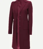 Connie Regular Fit Burgundy Long Wool Coat