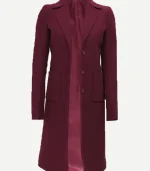 Connie Regular Fit Burgundy Long Wool Coat