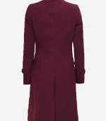 Doris Women's Double Breasted Maroon Wool Coat