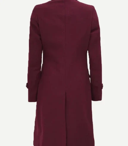 Doris Women's Double Breasted Maroon Wool Coat
