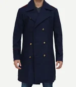 Double Breasted Mens Blue Peacoat