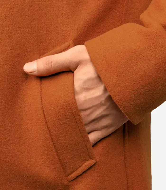 Ferdinand Mens Rust Long Wool Overcoat