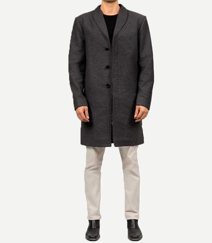 Gary Mens Grey Wool Coat
