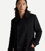 Italian Wool Black Double Breasted Topcoat
