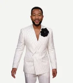 Legend White Pinstripe Suit