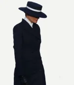 Melania Navy Wool Trench Coat
