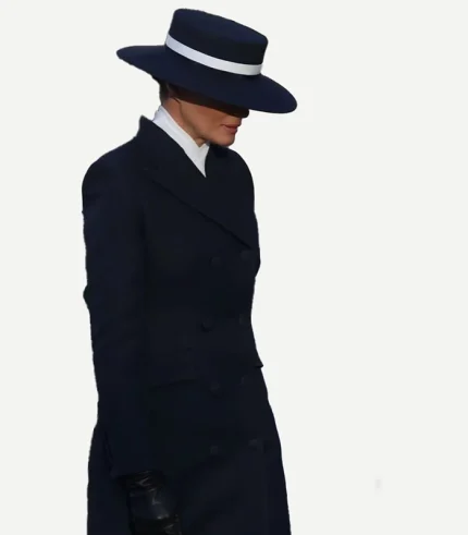 Melania Navy Wool Trench Coat