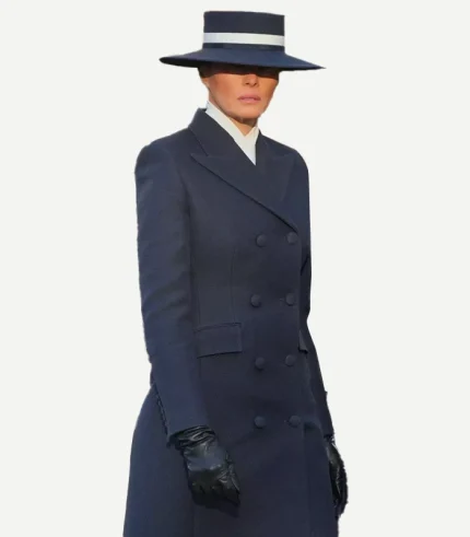 Melania Navy Wool Trench Coat