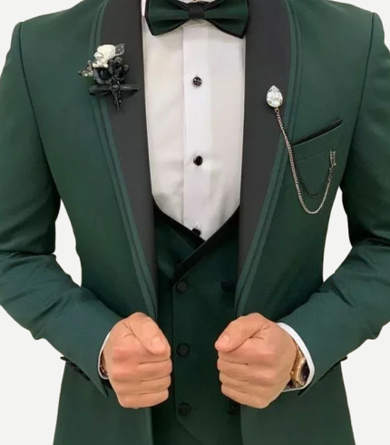 Mens Dark Green 3 Piece Suit