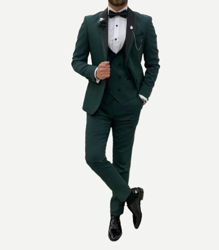 Mens Dark Green 3 Piece Suit