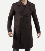 Mens Double Breasted Chocolate Brown Wool Coat