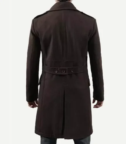 Mens Double Breasted Chocolate Brown Wool Coat