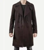 Mens Double Breasted Chocolate Brown Wool Coat