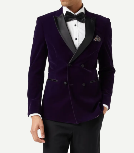 Mens Double Breasted Velvet Tuxedo Blazer Men
