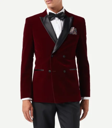 Mens Double Breasted Velvet Tuxedo Blazer Men