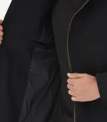 Men’s Modern Fit Black Wool Coat With Hood