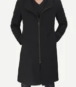 Men’s Modern Fit Black Wool Coat With Hood