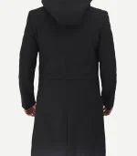 Men’s Modern Fit Black Wool Coat With Hood