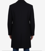 Mens Modern Fit Black Wool Topcoat