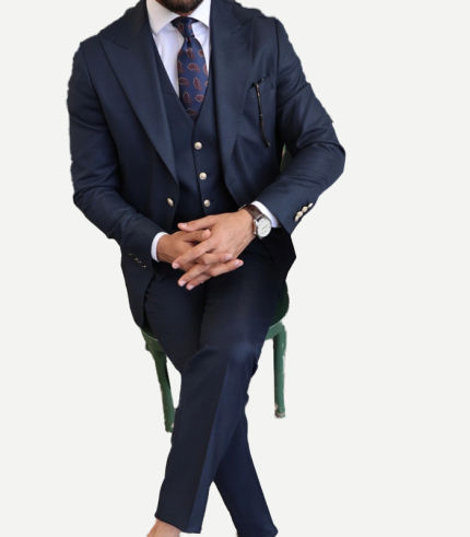 Mens Navy Blue 3 Piece Suit