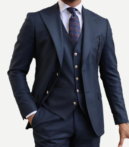 Mens Navy Blue 3 Piece Suit