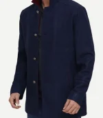 Mens Navy Blue Modern Fit Wool Coat