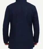 Mens Navy Blue Modern Fit Wool Coat