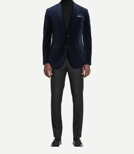 Men's Shawl Lapel Blue Velvet Prom Suit