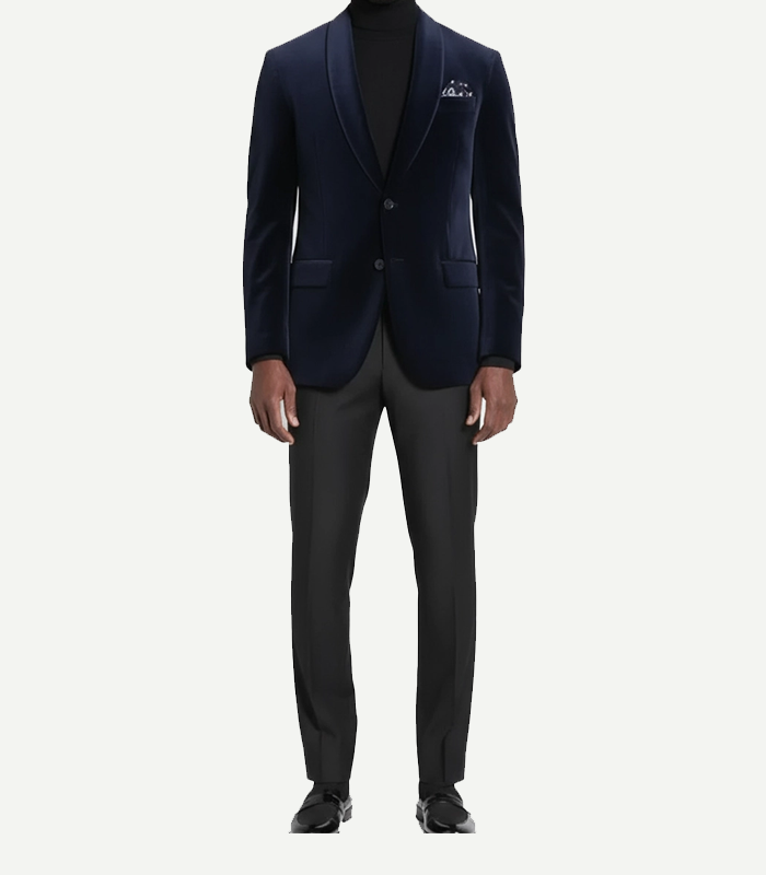 Men's Shawl Lapel Blue Velvet Prom Suit Men's Shawl Lapel Blue Velvet Prom Suit