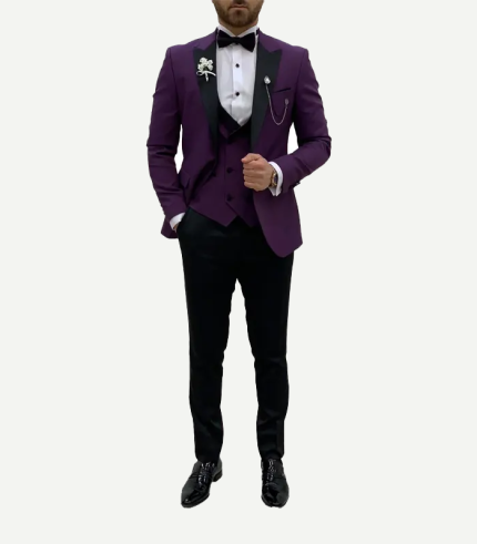 Mens Slim Fit Purple Dovetail Tuxedo