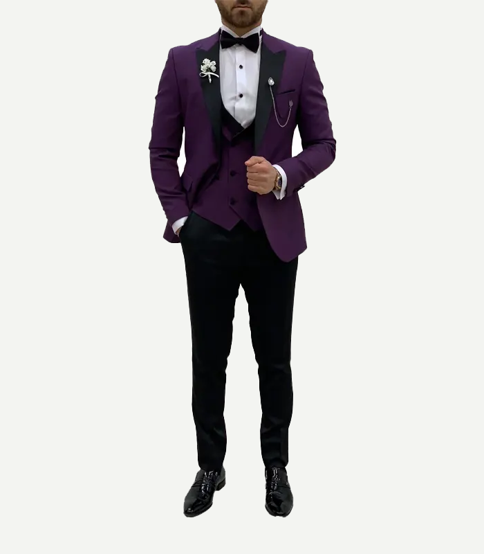 Mens Slim Fit Purple Dovetail Tuxedo (1) Mens Slim Fit Purple Dovetail Tuxedo