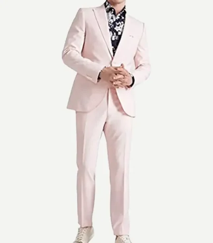 Mens Summer Groom 3 Piece Pink Suit