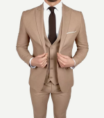 Mens Tan 3 Piece Suit