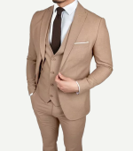 Mens Tan 3 Piece Suit