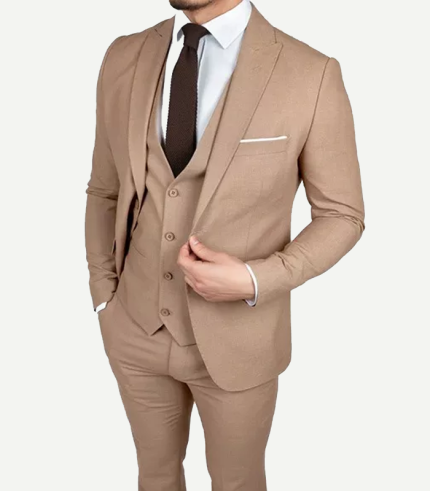 Mens Tan 3 Piece Suit