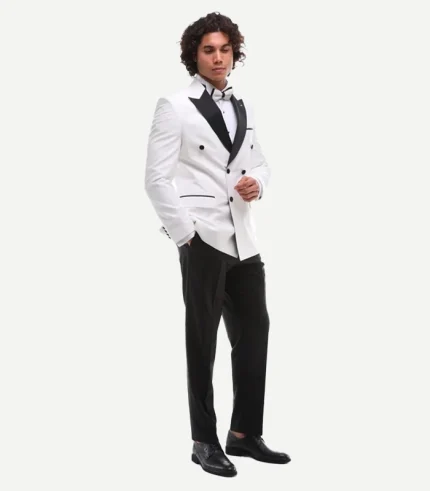 Men's White Tuxedo Peak Lapel