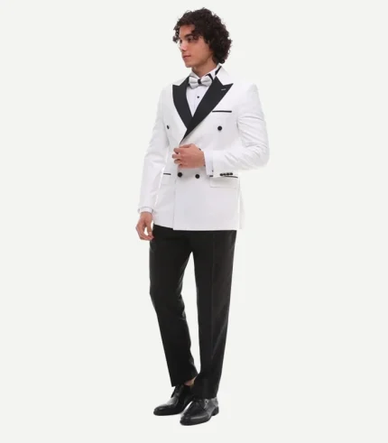 Men's White Tuxedo Peak Lapel