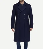 Navy Blue Men's Wool Overcoat